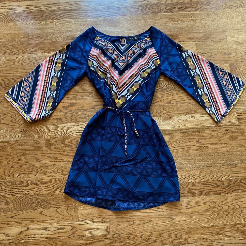 Fab'rik Uniquely Designed Dress - 3/4 sleeves - Size Small